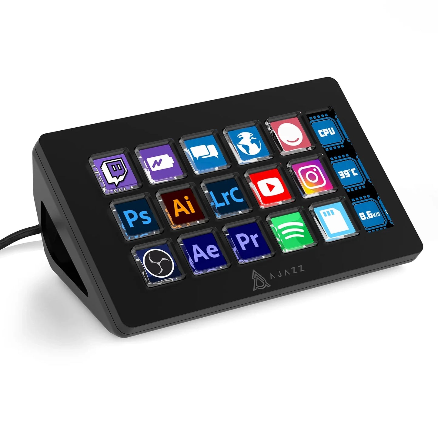 ATTACK SHARK x AJAZZ AKP153 STREAM DECK 15 Customisable Buttons Stream Deck With Versatile Side Screen