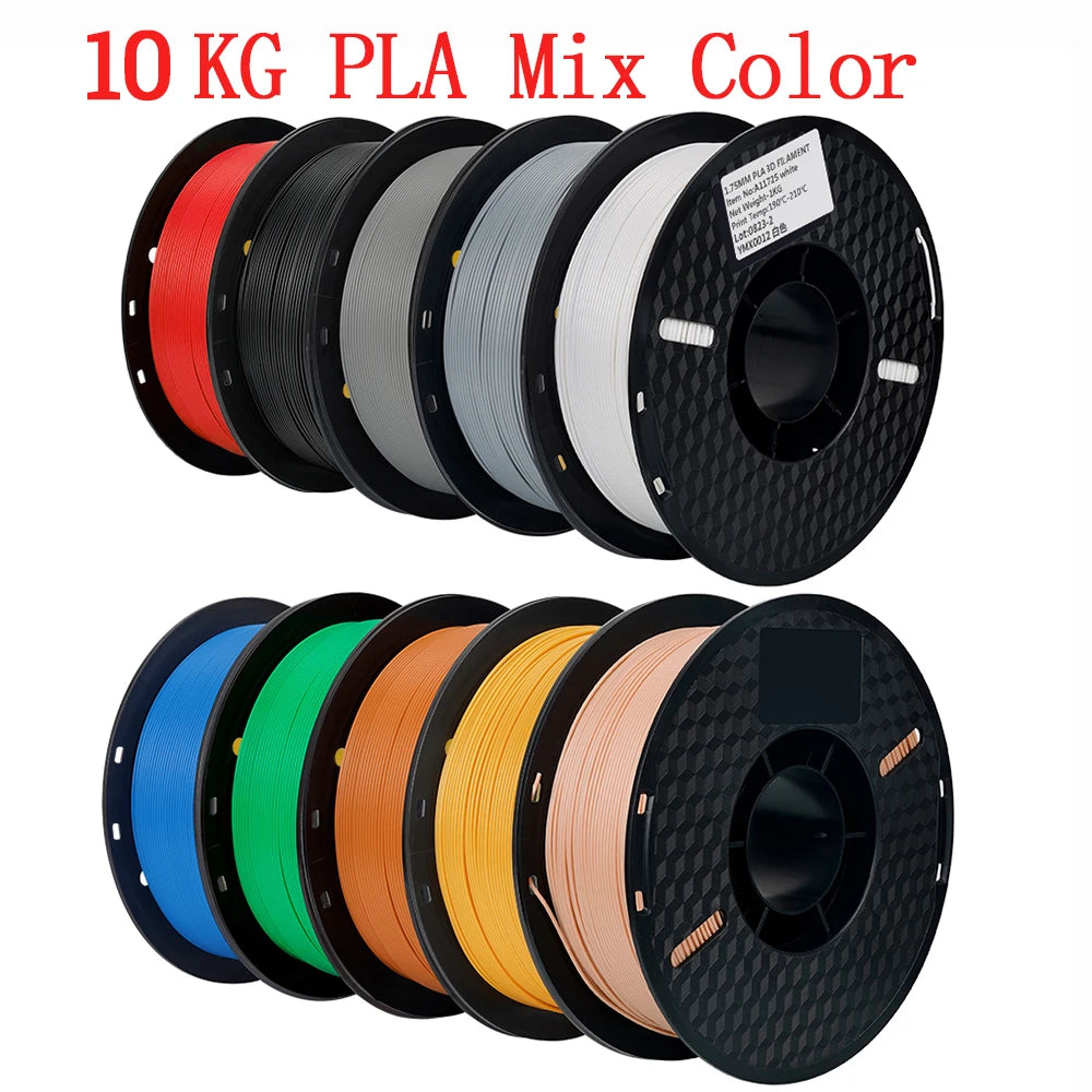10KG PLA Filament PETG 3d Filament 1.75mm For 3D Printer Filament 10rolls/set Mixed colors and materials FDM Printing Fast Ship