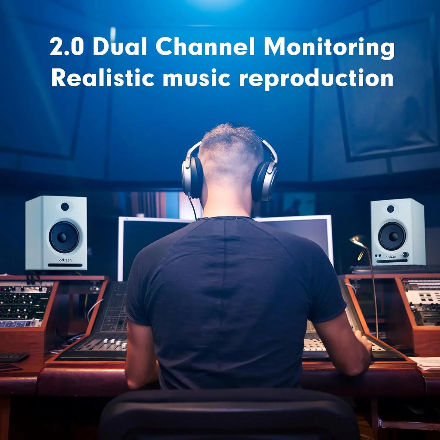 Ortizan Audio Bookshelf Active Speakers Studio Monitor，Bluetooth 5.3 Wireless Computer TV PC USB DAC HiFi Home Subwoofer System
