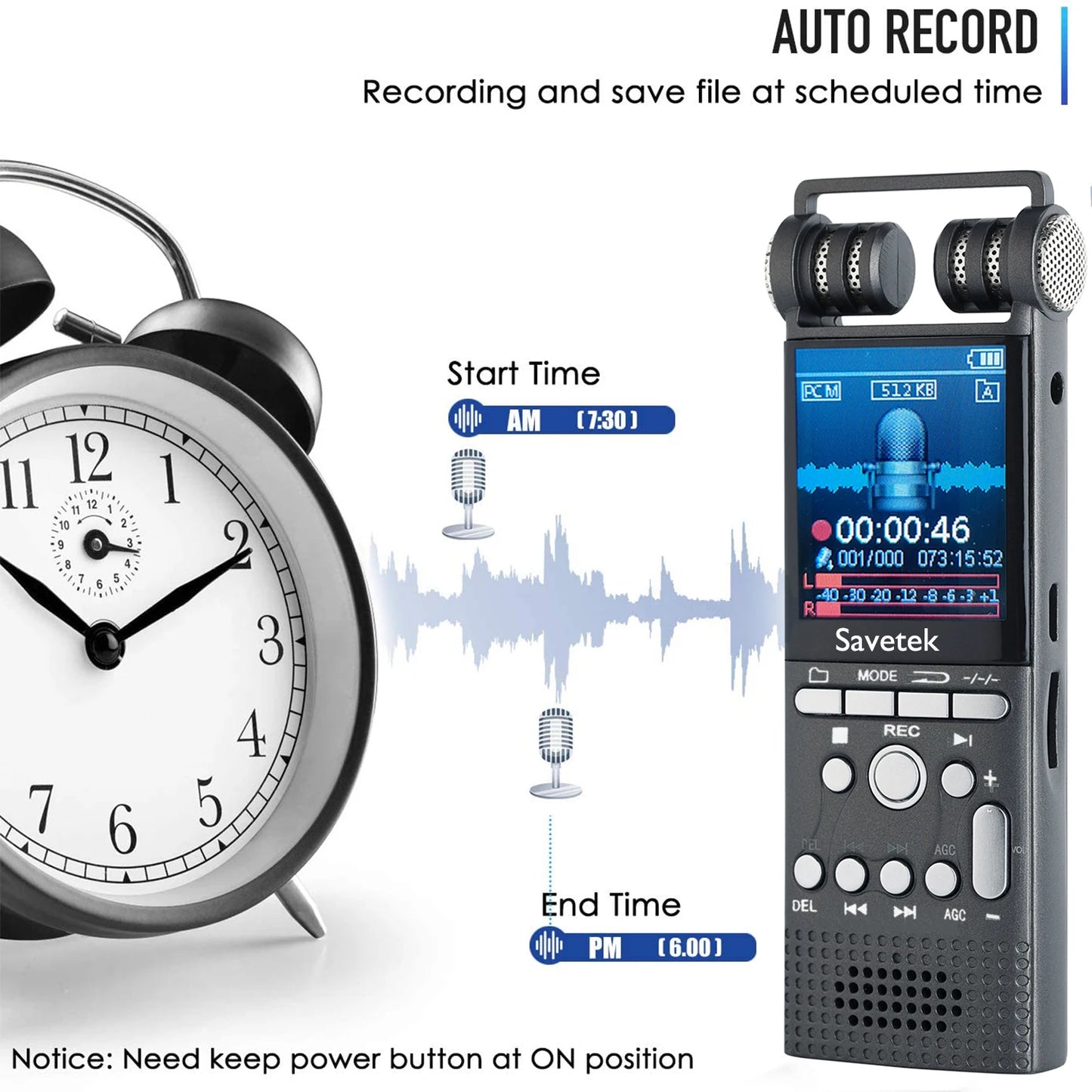 Savetek Professional Digital Voice Activated Audio Recorder 8GB 16GB USB Pen MP3 Player Recording PCM 1536Kbps DSP Noise Cancel