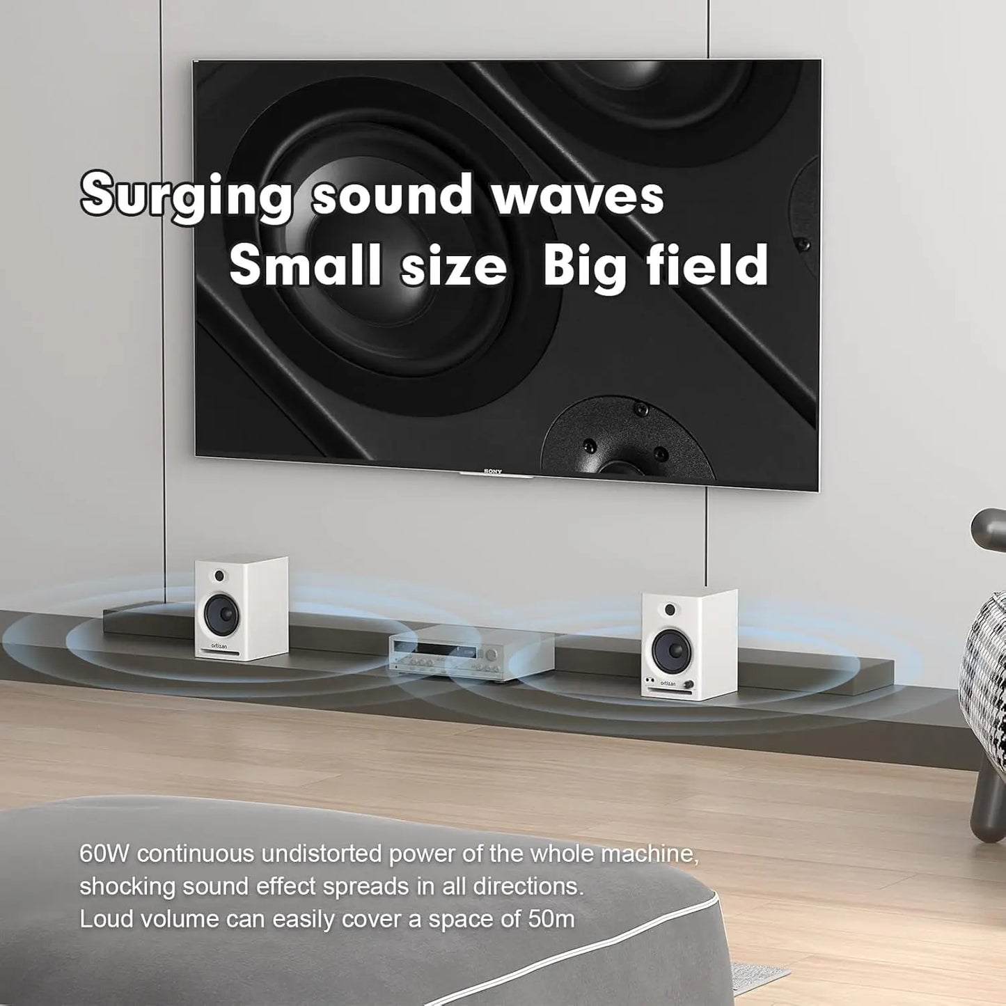 Ortizan Audio Bookshelf Active Speakers Studio Monitor，Bluetooth 5.3 Wireless Computer TV PC USB DAC HiFi Home Subwoofer System
