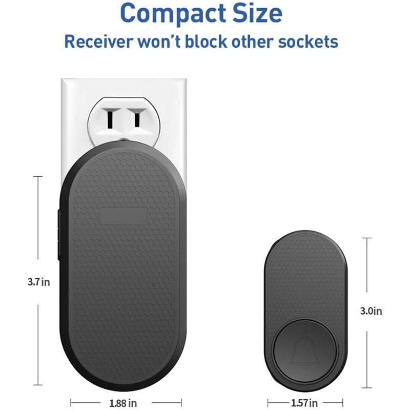 Plug-and-play wireless 1000-foot range doorbell, suitable for home, children's room, office, 120dB, with 32 ringtones, wireless