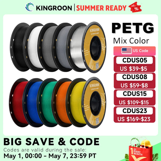 KINGROON PETG 3D Printer Filament 1.75mm 5KG 10KG Mix Color 3D Printing Material 1kg/roll  petg Plastic For FDM 3dprinter